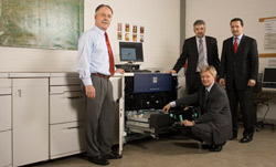 Prof. Dr. Erich Steiner und Prof. Dr.-Ing. Gunter Hübner, HdM, Heinz Gawlik und Andreas Elsinger, Xerox (von links nach rechts)