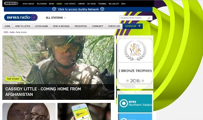 Der British Forces Broadcasting Service (BFBS) ist heute ein weltumspannendes Netz von Hörfunk- und Fernsehprogrammen für die britischen Streitkräfte. (Screenshot www.bfbs.com/radio, 7.3.2017: Oliver Zöllner) Der British Forces Broadcasting Service (BFBS) ist heute ein weltumspannendes Netz von Hörfunk- und Fernsehprogrammen für die britischen Streitkräfte. (Screenshot www.bfbs.com/radio, 7.3.2017: Oliver Zöllner)