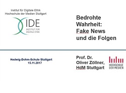 Wie kann man Schülerinnen und Schüler für Fragen der Medienethik aufschließen? Dies war der Ansatzpunkt der Lehrerfortbildung zum Thema 'Bedrohte Wahrheit' am 15.11.2017 an der Hedwig-Dohm-Schule in Stuttgart. (Grafik: Oliver Zöllner)